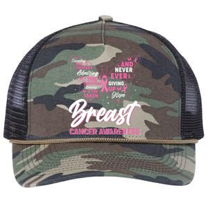 Breast Cancer Awareness Butterfly Retro Rope Trucker Hat Cap