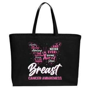 Breast Cancer Awareness Butterfly Cotton Canvas Jumbo Tote