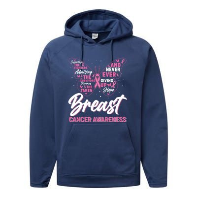 Breast Cancer Awareness Butterfly Performance Fleece Hoodie