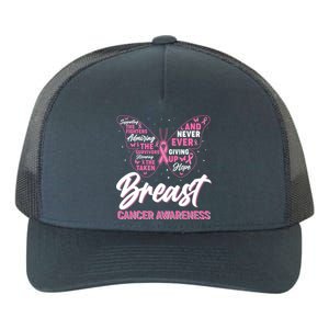 Breast Cancer Awareness Butterfly Yupoong Adult 5-Panel Trucker Hat