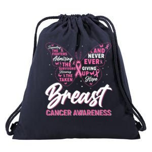 Breast Cancer Awareness Butterfly Drawstring Bag