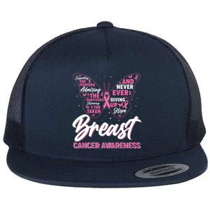 Breast Cancer Awareness Butterfly Flat Bill Trucker Hat