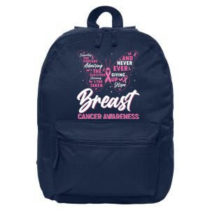 Breast Cancer Awareness Butterfly 16 in Basic Backpack