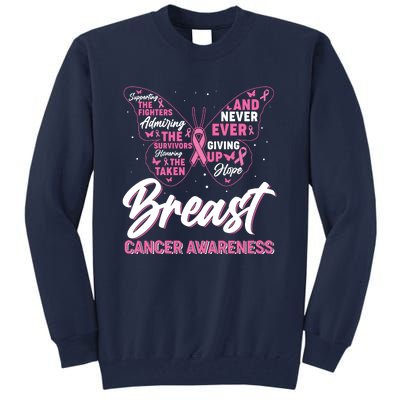 Breast Cancer Awareness Butterfly Tall Sweatshirt