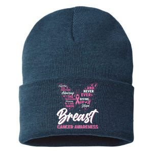 Breast Cancer Awareness Butterfly Sustainable Knit Beanie