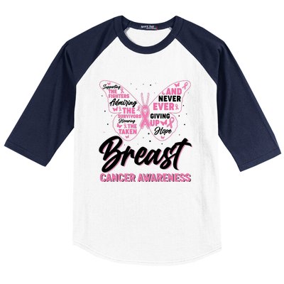 Breast Cancer Awareness Butterfly Baseball Sleeve Shirt