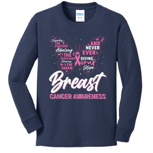 Breast Cancer Awareness Butterfly Kids Long Sleeve Shirt