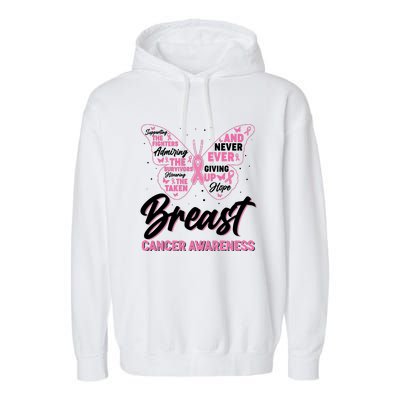 Breast Cancer Awareness Butterfly Garment-Dyed Fleece Hoodie