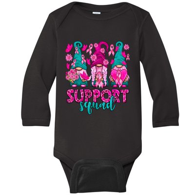 Breast Cancer Awareness Gnomes Support Squad Baby Long Sleeve Bodysuit