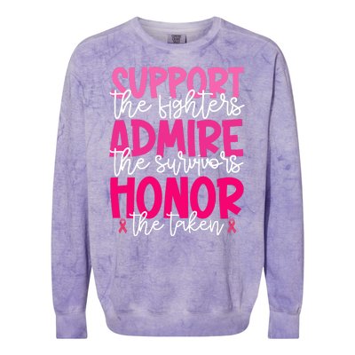 Breast Cancer Awareness Support Admire Honor Ribbon Colorblast Crewneck Sweatshirt