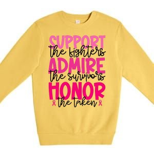 Breast Cancer Awareness Support Admire Honor Ribbon Premium Crewneck Sweatshirt