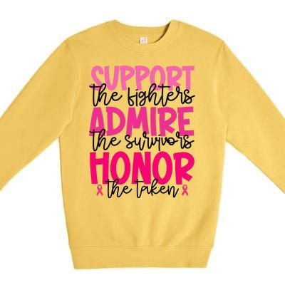 Breast Cancer Awareness Support Admire Honor Ribbon Premium Crewneck Sweatshirt