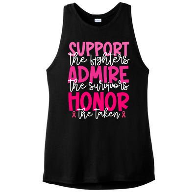 Breast Cancer Awareness Support Admire Honor Ribbon Ladies PosiCharge Tri-Blend Wicking Tank