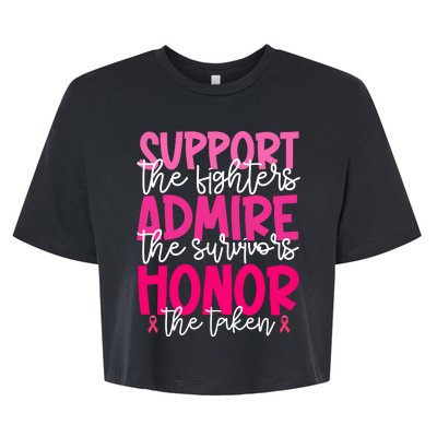 Breast Cancer Awareness Support Admire Honor Ribbon Bella+Canvas Jersey Crop Tee