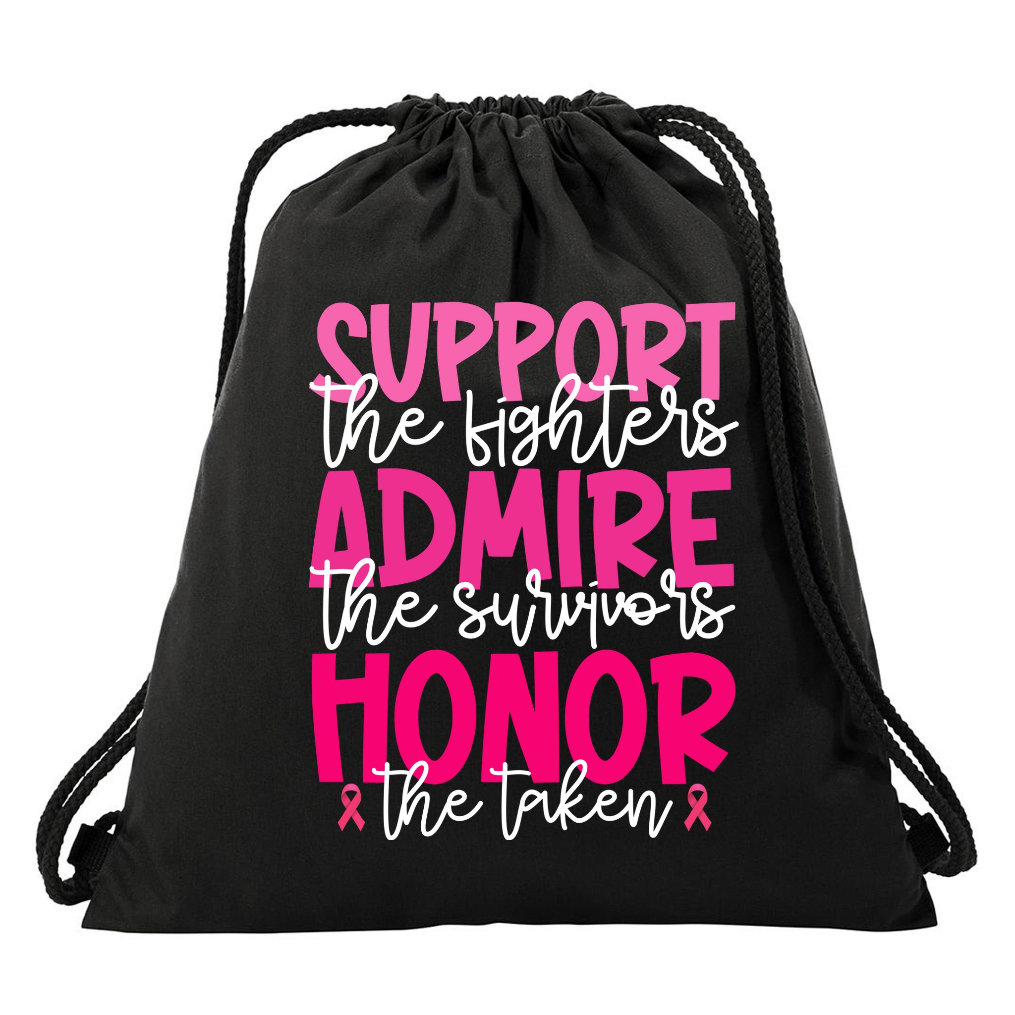 Breast Cancer Awareness Support Admire Honor Ribbon Drawstring Bag