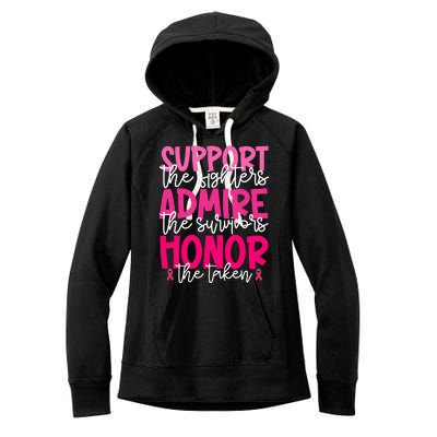 Breast Cancer Awareness Support Admire Honor Ribbon Women's Fleece Hoodie