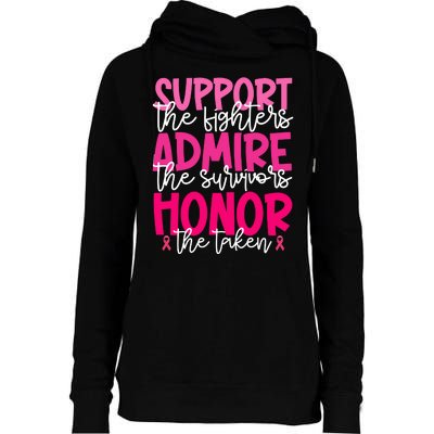 Breast Cancer Awareness Support Admire Honor Ribbon Womens Funnel Neck Pullover Hood