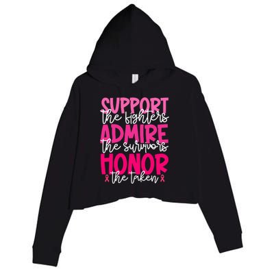 Breast Cancer Awareness Support Admire Honor Ribbon Crop Fleece Hoodie