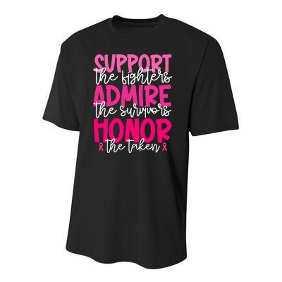 Breast Cancer Awareness Support Admire Honor Ribbon Youth Performance Sprint T-Shirt