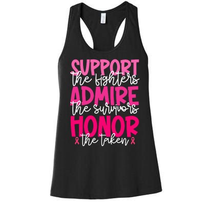 Breast Cancer Awareness Support Admire Honor Ribbon Women's Racerback Tank