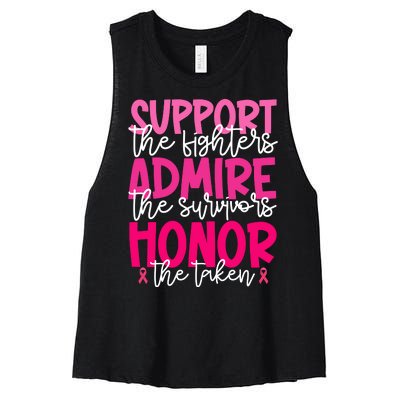 Breast Cancer Awareness Support Admire Honor Ribbon Women's Racerback Cropped Tank