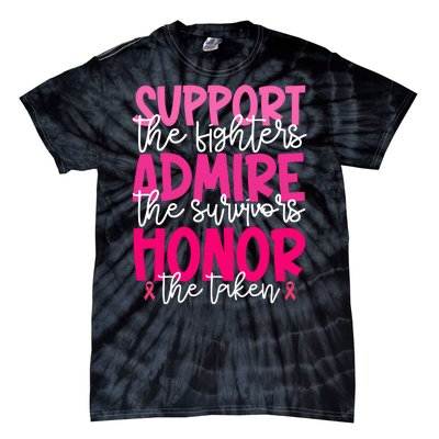 Breast Cancer Awareness Support Admire Honor Ribbon Tie-Dye T-Shirt