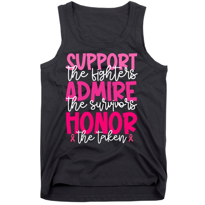 Breast Cancer Awareness Support Admire Honor Ribbon Tank Top