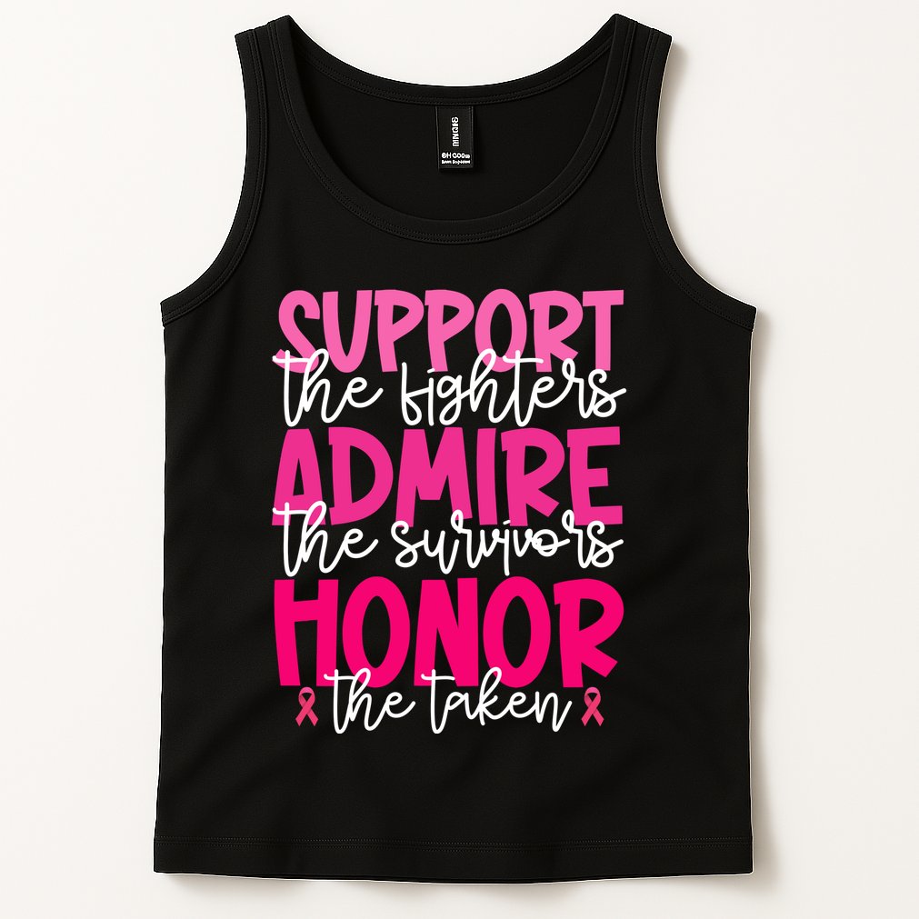 Breast Cancer Awareness Support Admire Honor Ribbon Tank Top