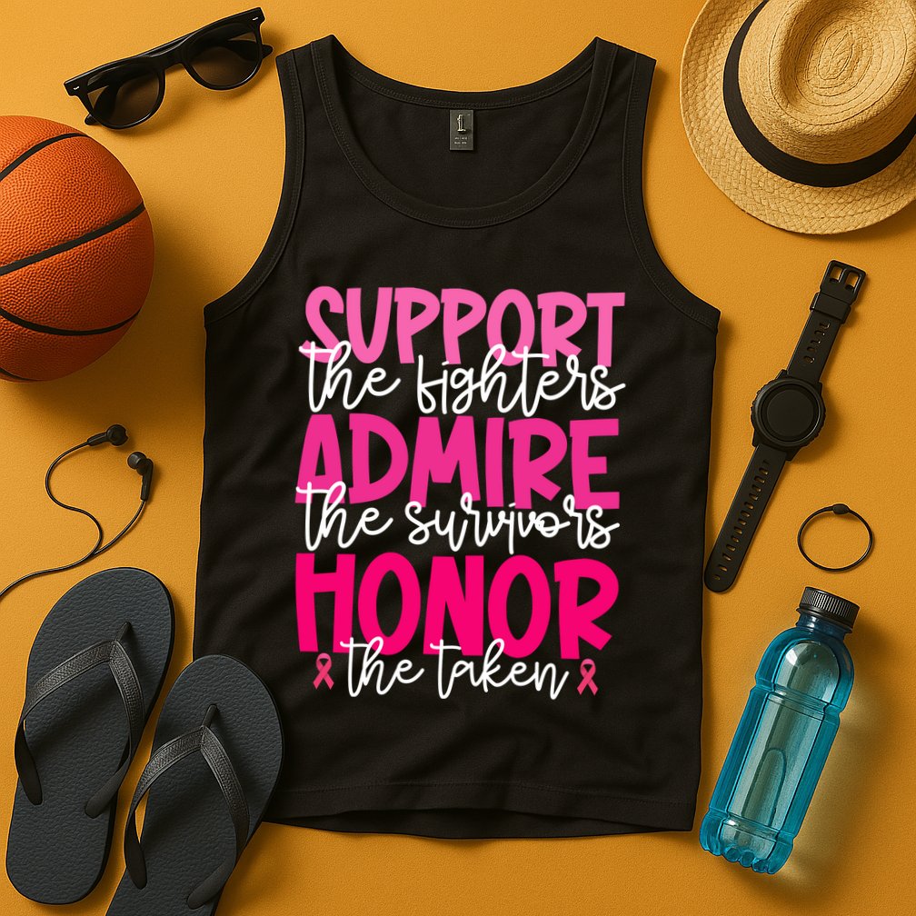 Breast Cancer Awareness Support Admire Honor Ribbon Tank Top