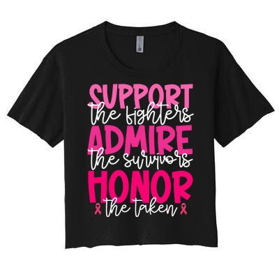 Breast Cancer Awareness Support Admire Honor Ribbon Women's Crop Top Tee