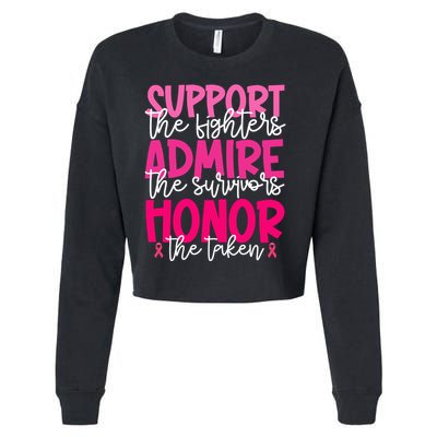 Breast Cancer Awareness Support Admire Honor Ribbon Cropped Pullover Crew