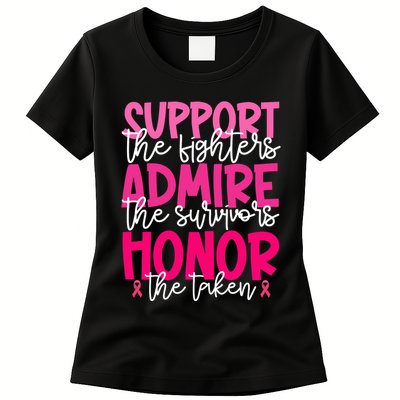 Breast Cancer Awareness Support Admire Honor Ribbon Womens T-Shirt