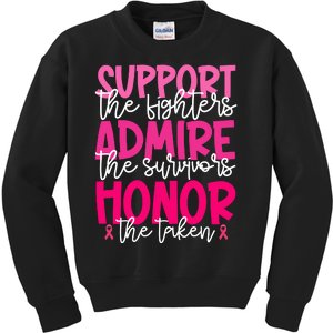 Breast Cancer Awareness Support Admire Honor Ribbon Kids Sweatshirt