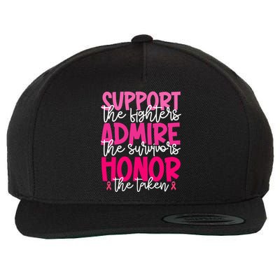 Breast Cancer Awareness Support Admire Honor Ribbon Wool Snapback Cap
