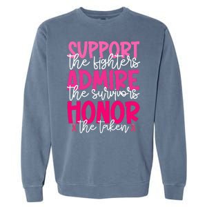 Breast Cancer Awareness Support Admire Honor Ribbon Garment-Dyed Sweatshirt