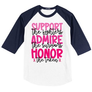 Breast Cancer Awareness Support Admire Honor Ribbon Baseball Sleeve Shirt