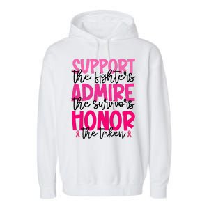 Breast Cancer Awareness Support Admire Honor Ribbon Garment-Dyed Fleece Hoodie