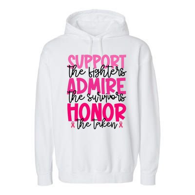 Breast Cancer Awareness Support Admire Honor Ribbon Garment-Dyed Fleece Hoodie