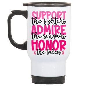 Breast Cancer Awareness Support Admire Honor Ribbon Stainless Steel Travel Mug