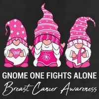 Breast Cancer Awareness Gnome No One Fights Alone 7 Panel Mesh Trucker Snapback Hat