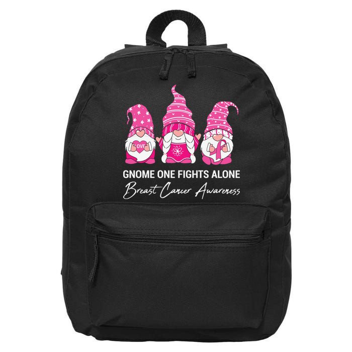 Breast Cancer Awareness Gnome No One Fights Alone 16 in Basic Backpack