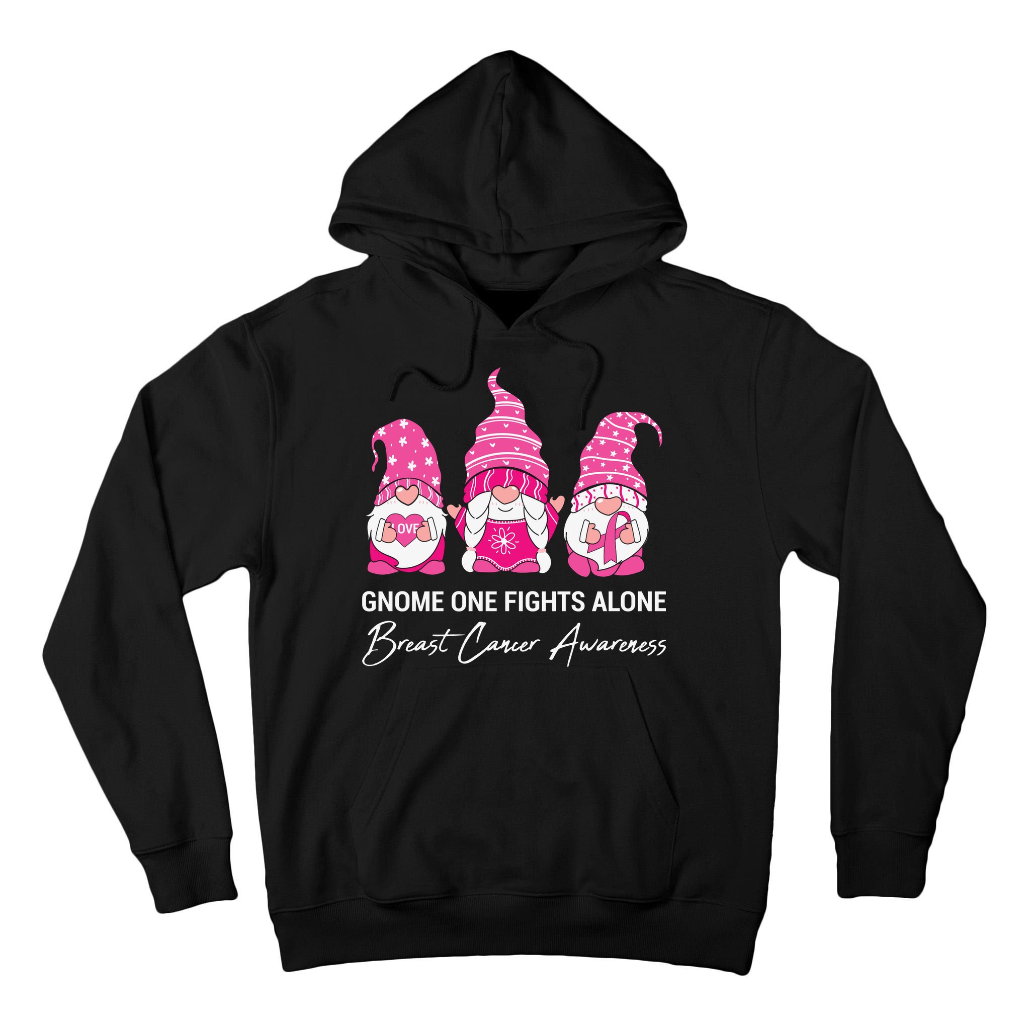 Breast Cancer Awareness Gnome No One Fights Alone Tall Hoodie