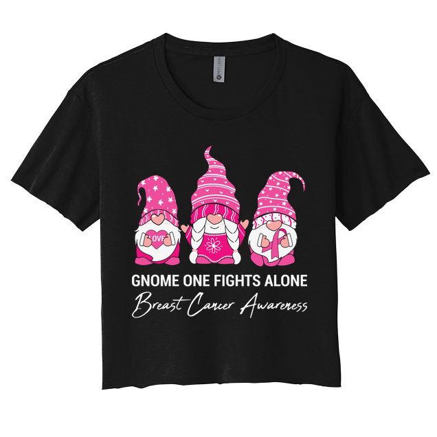 Breast Cancer Awareness Gnome No One Fights Alone Crop Top