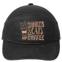 Books Cats And Coffee Lover 7-Panel Snapback Hat