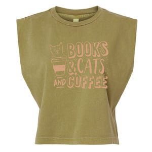 Books Cats And Coffee Lover Garment-Dyed Women's Muscle Tee