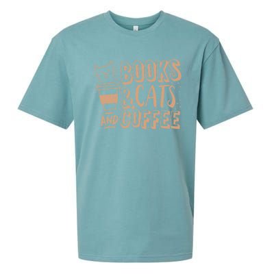 Books Cats And Coffee Lover Sueded Cloud Jersey T-Shirt