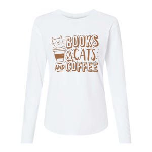 Books Cats And Coffee Lover Womens Cotton Relaxed Long Sleeve T-Shirt