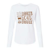 Books Cats And Coffee Lover Womens Cotton Relaxed Long Sleeve T-Shirt