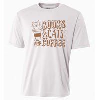 Books Cats And Coffee Lover Cooling Performance Crew T-Shirt