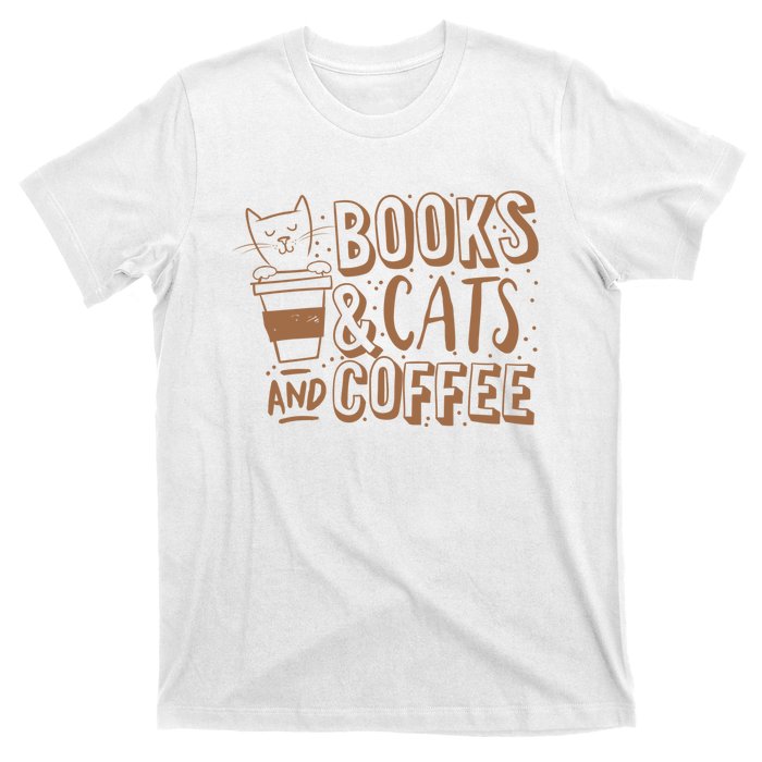 Books Cats And Coffee Lover T-Shirt